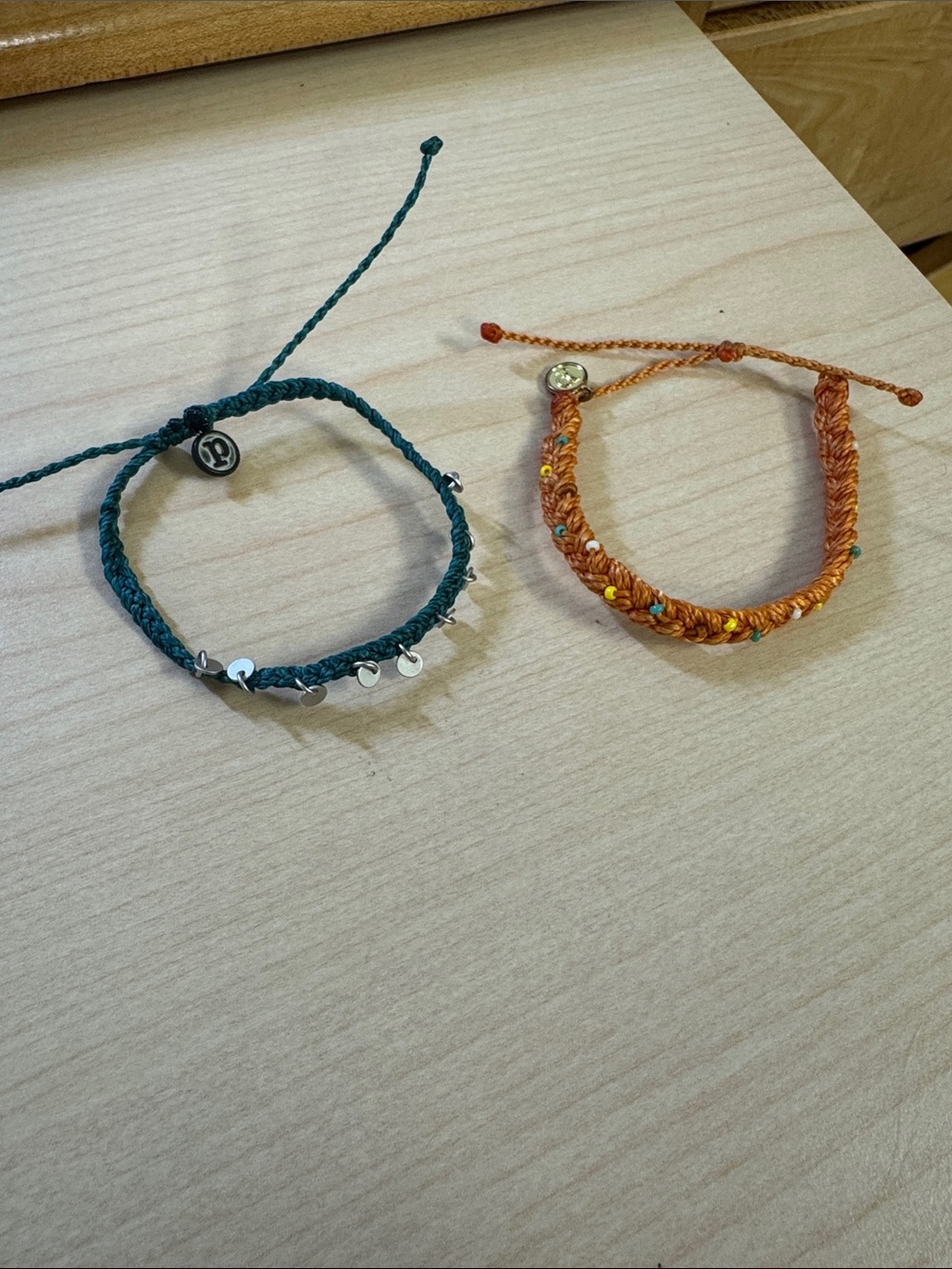 Pura Vida Teal and Orange Braided Friendship Bracelets